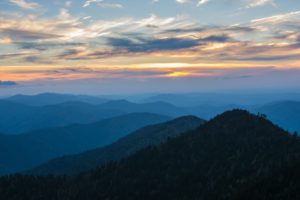 A sunrise view of Great Smoky Mountains