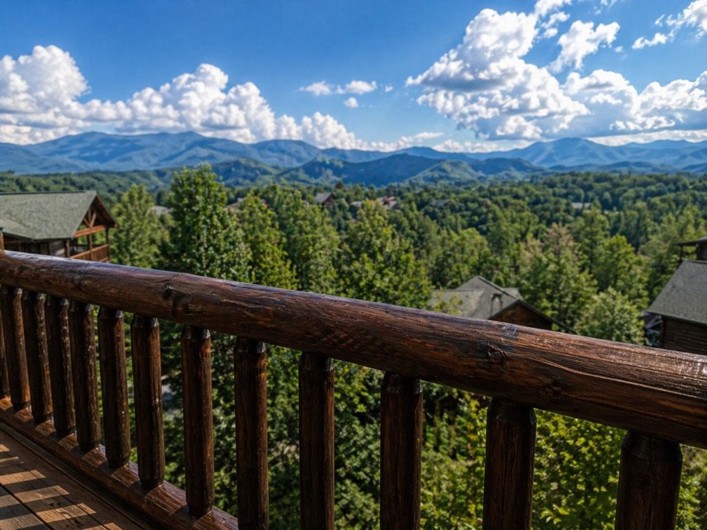 Cabin with mountain view in Gatlinburg overlooking the Smoky Mountains at sunrise