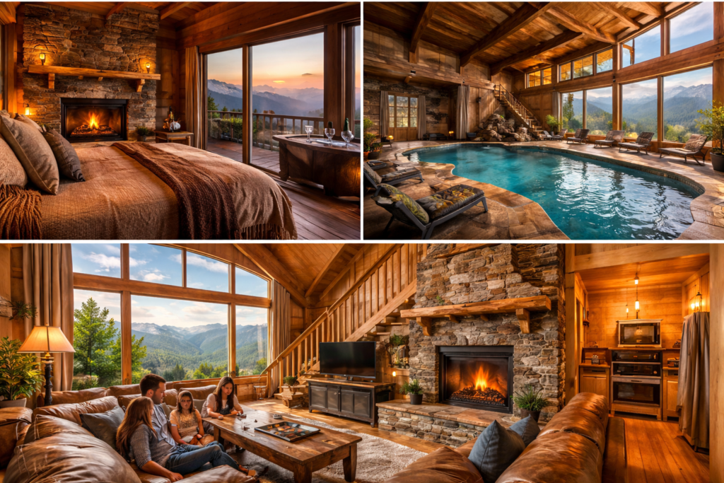 Gatlinburg cabin types including romantic, family, and luxury cabins in the Smoky Mountains