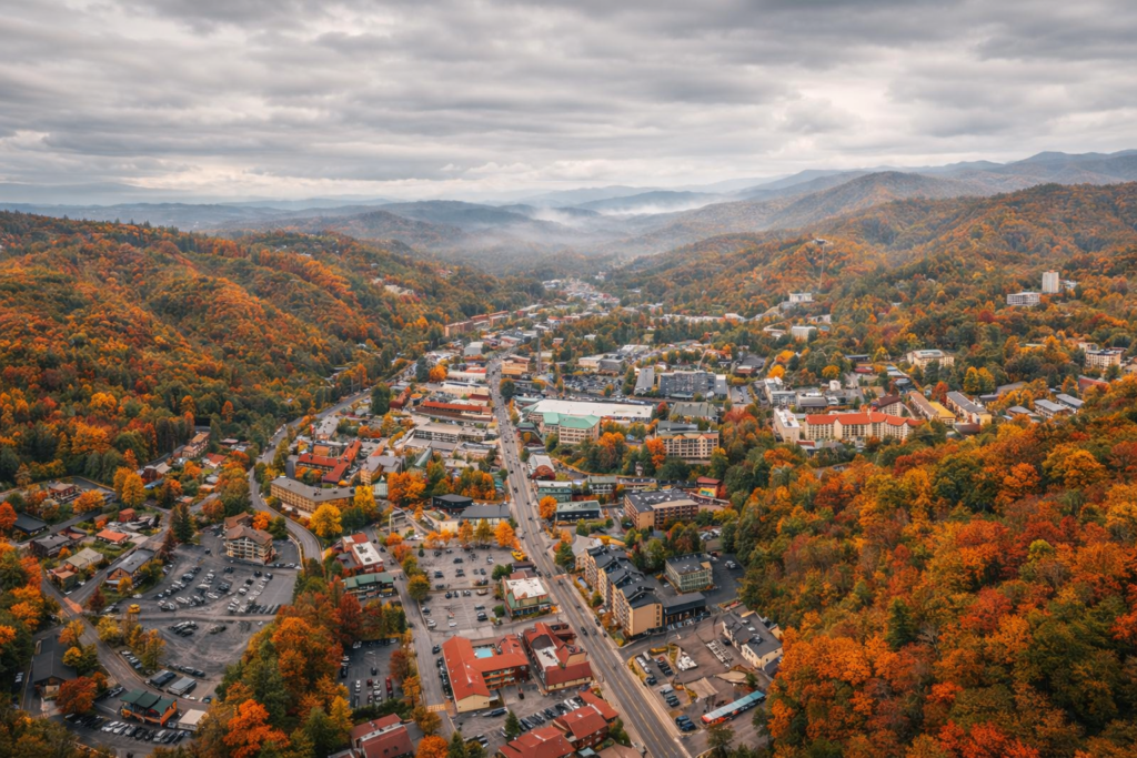 Things to do in Gatlinburg with Smoky Mountains overlook at sunrise
