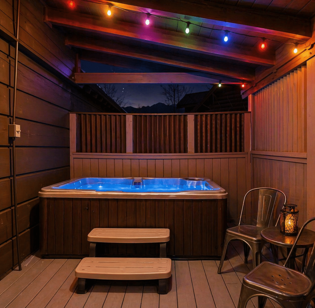 Two Hearts cabin in Gatlinburg with private hot tub and mountain view from the deck